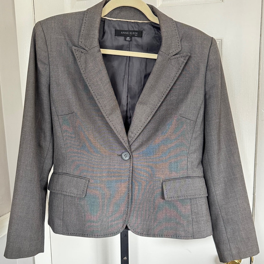 Anne Klein‎ Charcoal Gray Single-Button Blazer